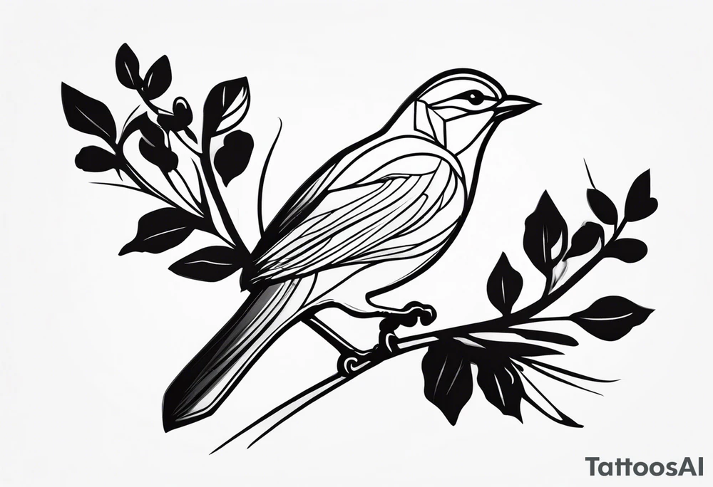 Bird oak tattoo idea