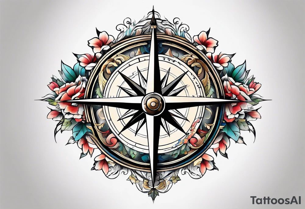 compass side view tattoo idea