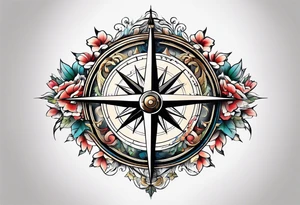 compass side view tattoo idea