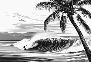 Palm tree, surfing tattoo idea