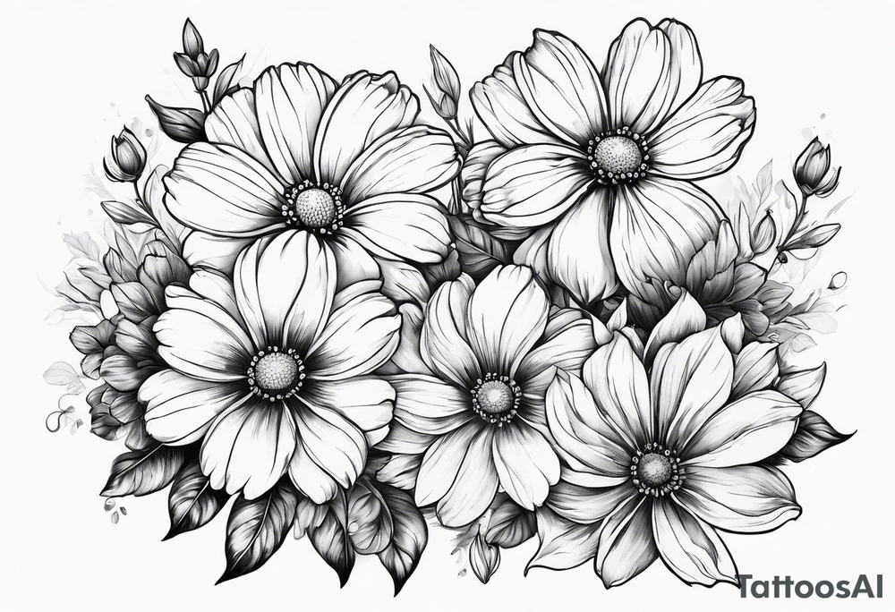 cosmos flowers tattoo idea