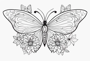 Butterfly with flowers and hearts sternum tattoo tattoo idea