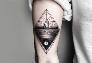 thin line, nautical themed, not dark, geometric, forearm location tattoo idea
