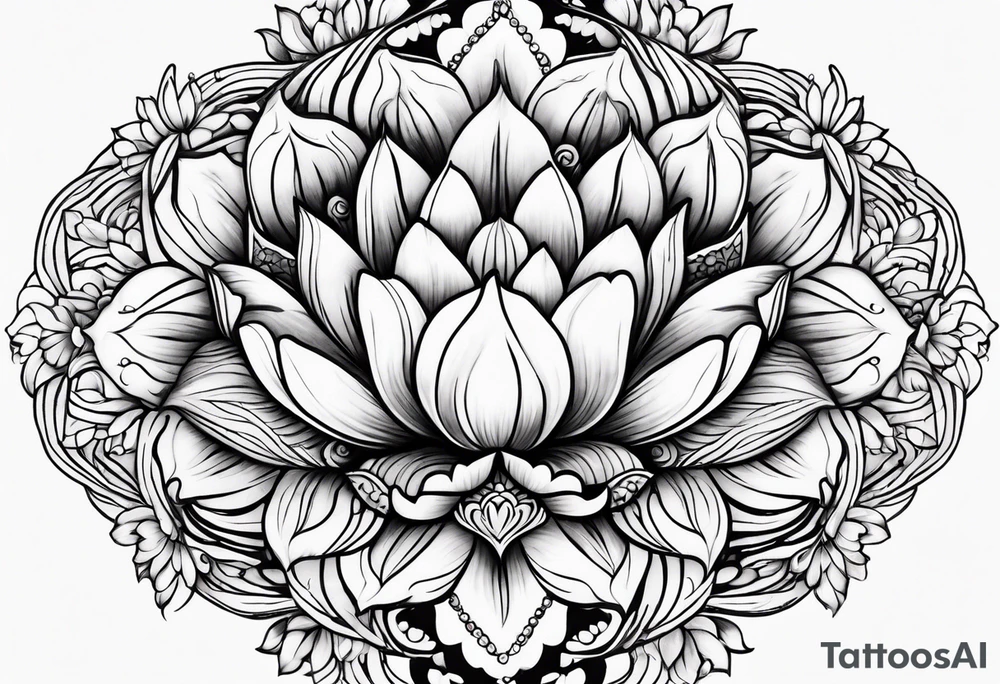 tulip and lilac mandala mini tattoo idea