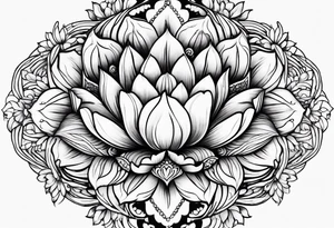tulip and lilac mandala mini tattoo idea