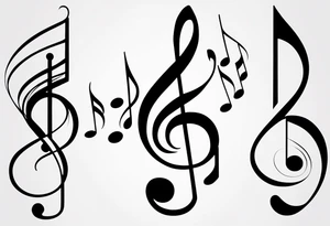Simple minimalist tattoo in the style of single needle art depicting musical notes in the shape of letters “l” and “r” tattoo idea