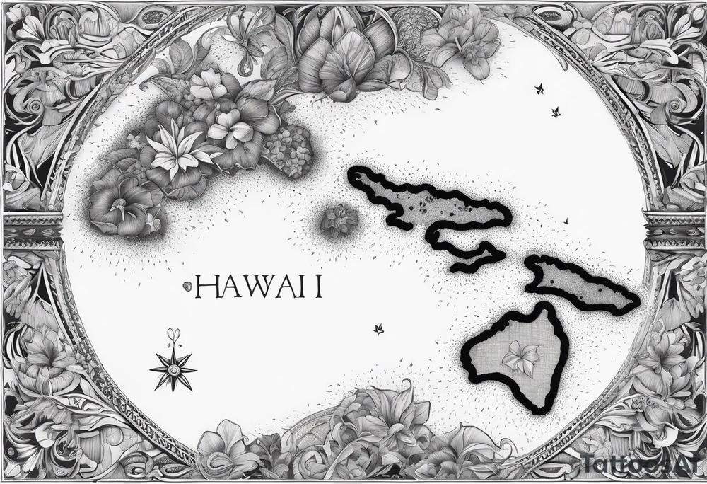 Hawaii island chain map paisley tattoo idea