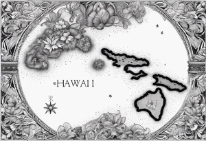 Hawaii island chain map paisley tattoo idea