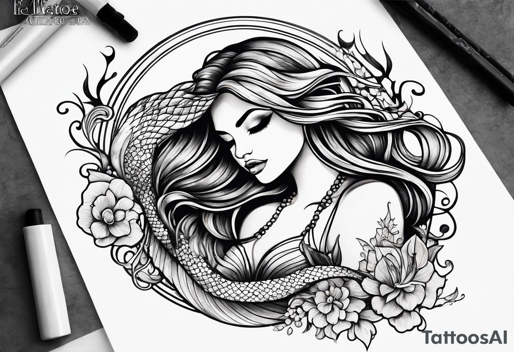mermaid butt and tail tattoo idea