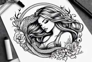 mermaid butt and tail tattoo idea
