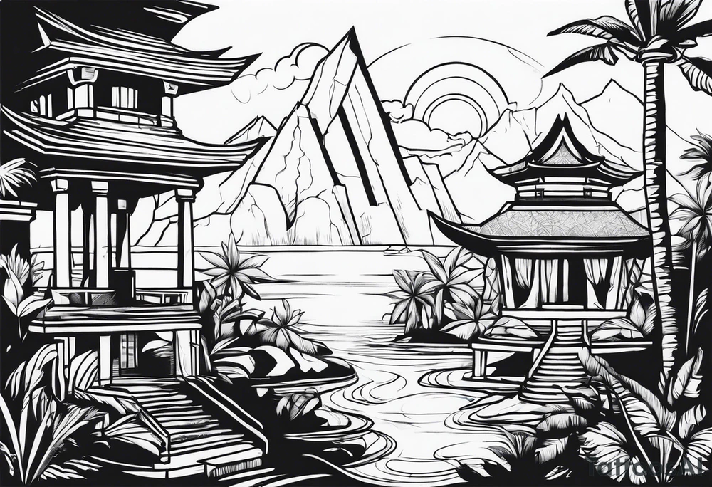 Lost city with new life tattoo idea
