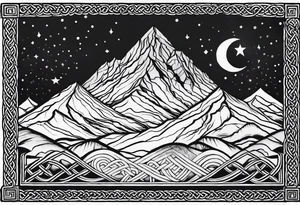 celtic knot and mountains tattoo idea