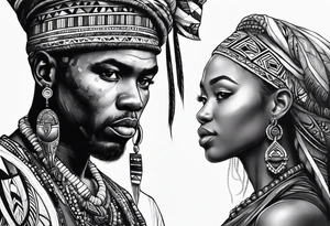 african, tribal, war tattoo idea