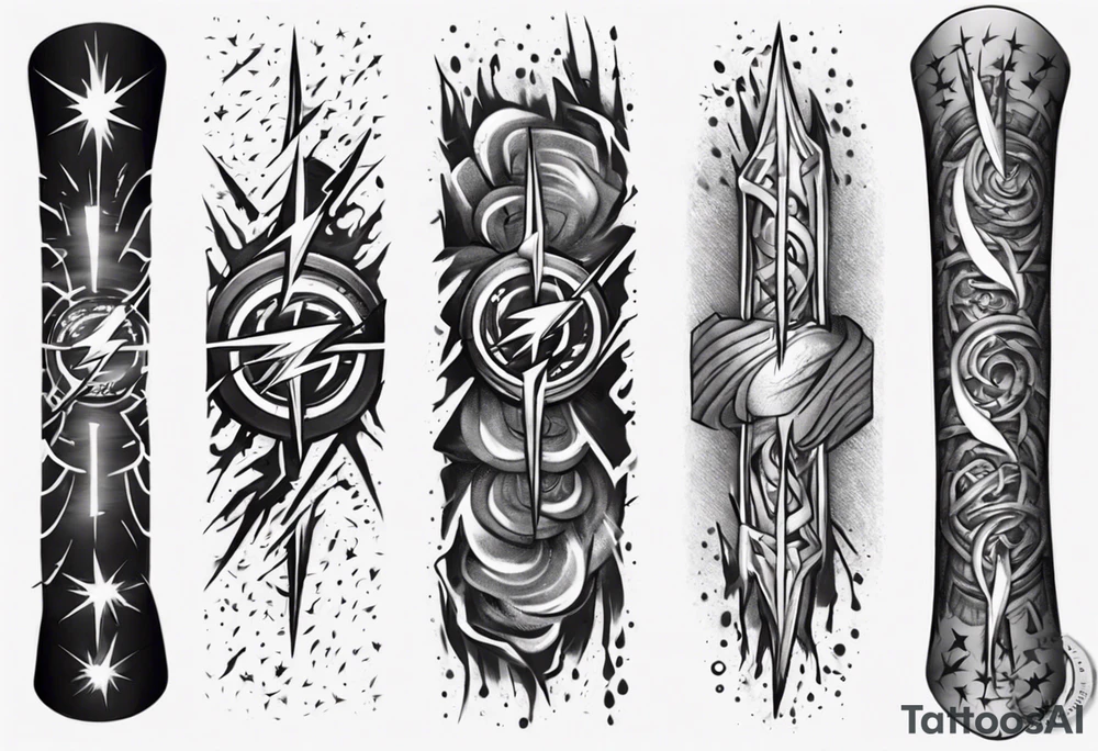forearm sleeve thunder pattern tattoo idea