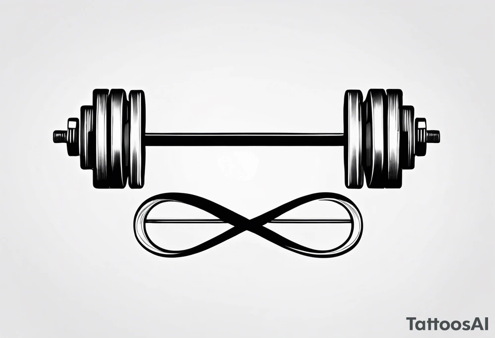 Infinity symbol with dumbbell tattoo idea