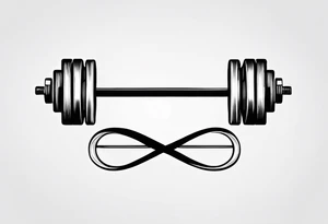Infinity symbol with dumbbell tattoo idea