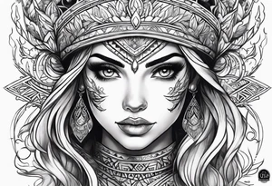create a fire girl face inspired by Disney movie elements black tattoo idea