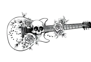 Electric guitar with skulls and roses tattoo idea