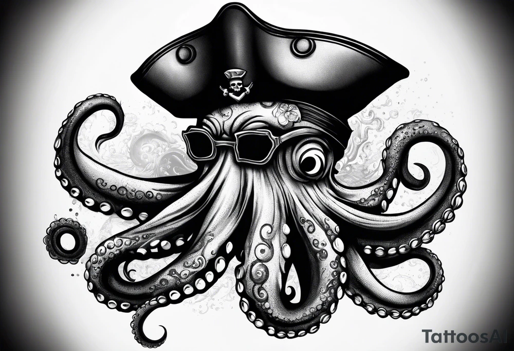 octopus wearing a pirate hat tattoo idea