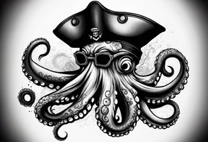 octopus wearing a pirate hat tattoo idea