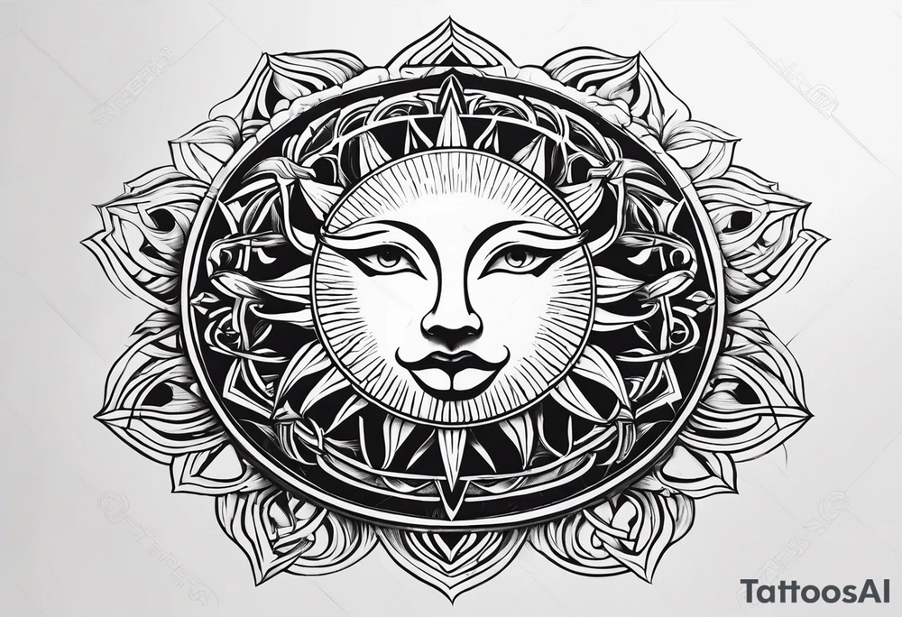 Sun with water at the bottom tattoo idea