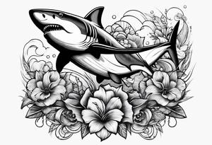 2 nautical style sharks wrapped around the knee tattoo idea