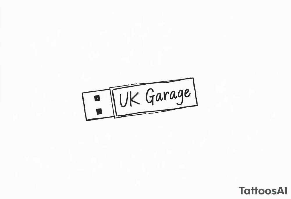 A usb drive with a little piece of sticky tape that says “UK Garage” tattoo idea