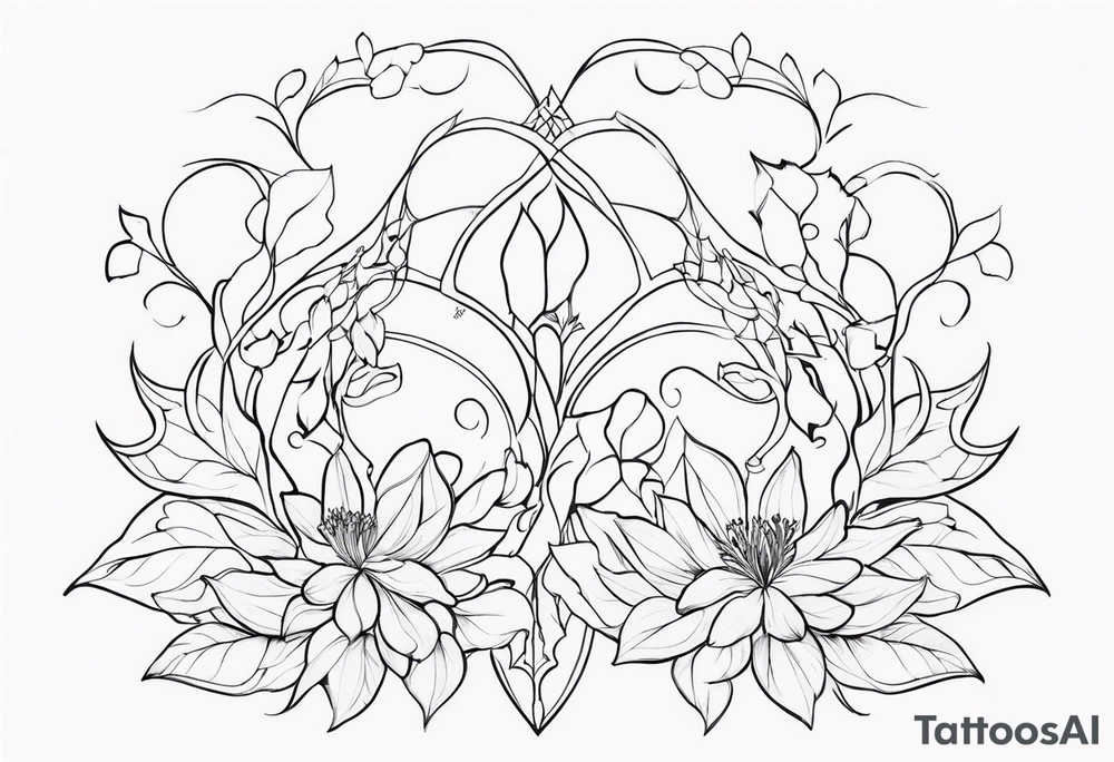 Elvish long flower tattoo idea