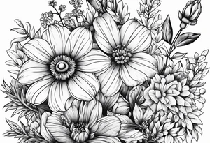 Wildflowers, smaller, vertical tattoo idea
