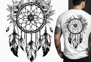dream catcher with flowers tattoo idea