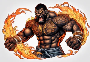 Balrog flexing, wreathed in flame tattoo idea