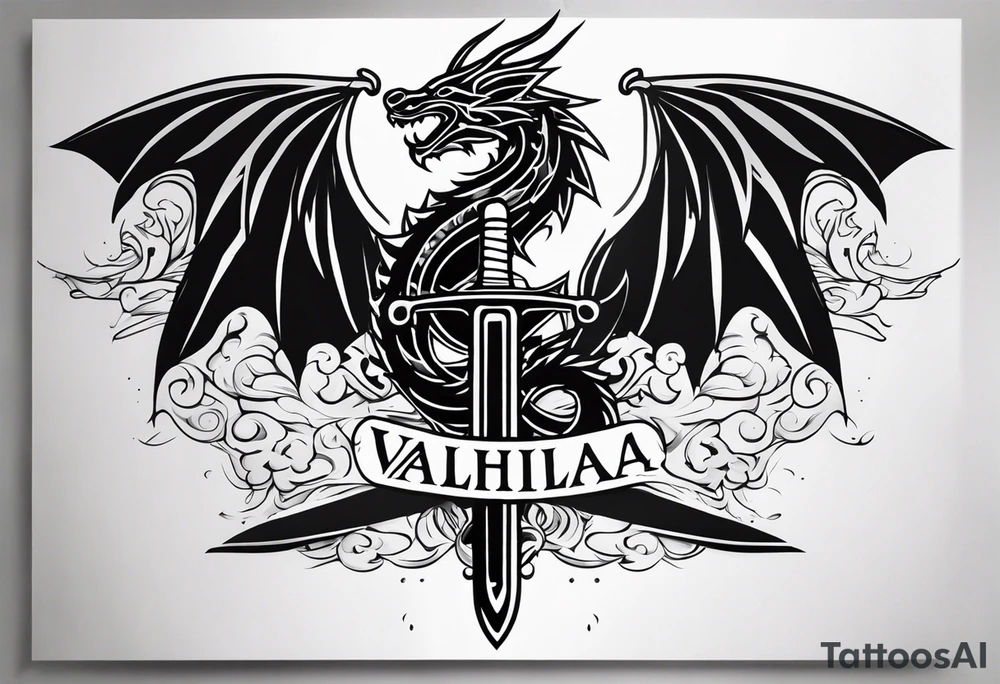 Valhalla  dragon sword tattoo idea