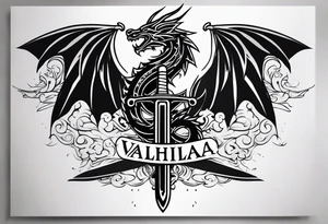 Valhalla  dragon sword tattoo idea