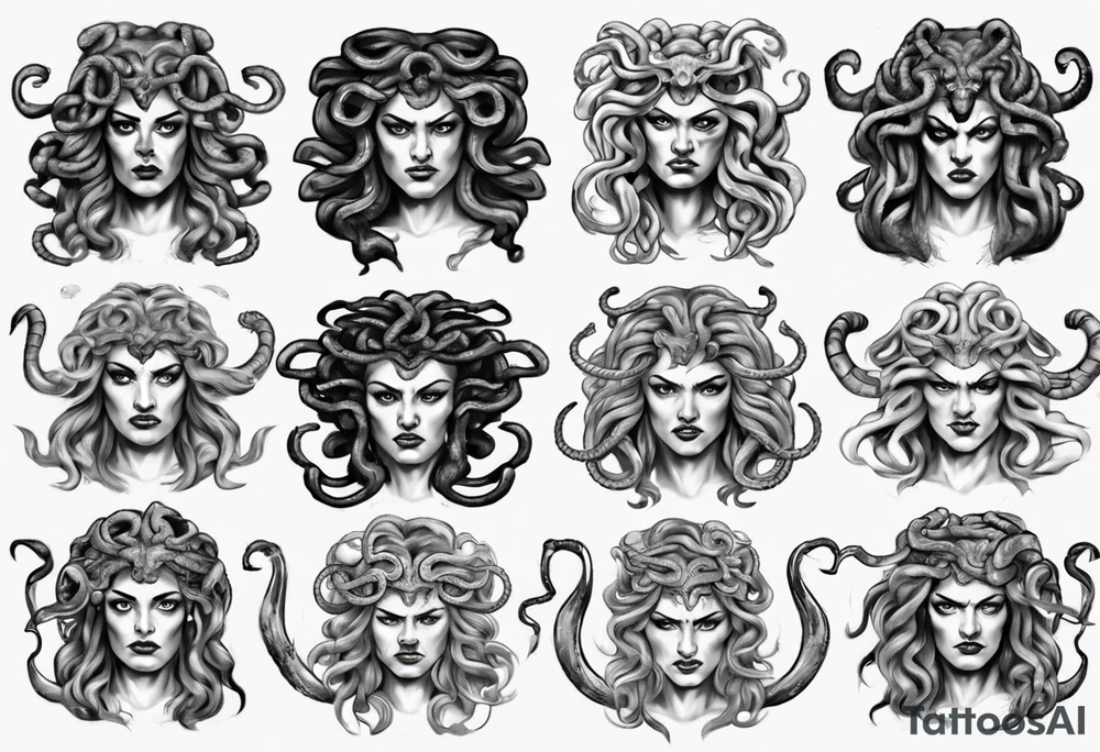 realistic angry medusa greek mythology tattoo idea