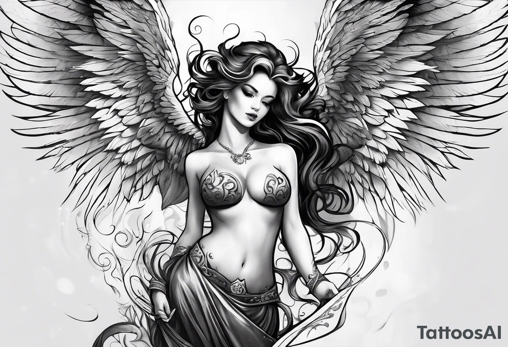 devilish angel tattoo idea
