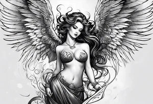 devilish angel tattoo idea