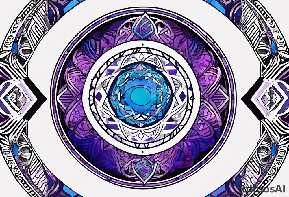 Blue and purple circle and zigzag tattoo idea