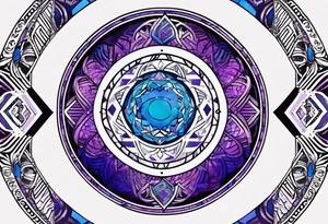 Blue and purple circle and zigzag tattoo idea