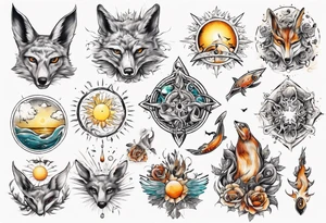 sonne, eule, fuchs, sapere aude, Wasser, fisch, forelle tattoo idea