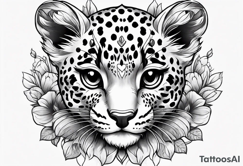 baby leopard with pokemon tattoo idea