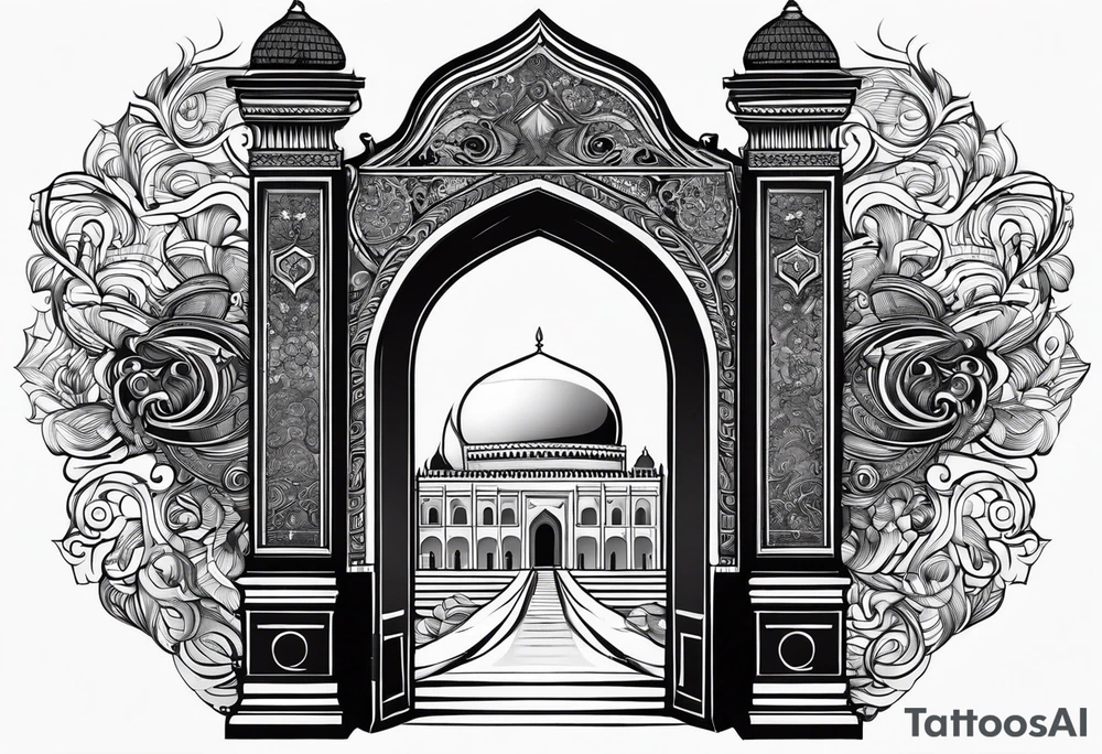 israel city vector gate 
swirl  vignette tattoo idea