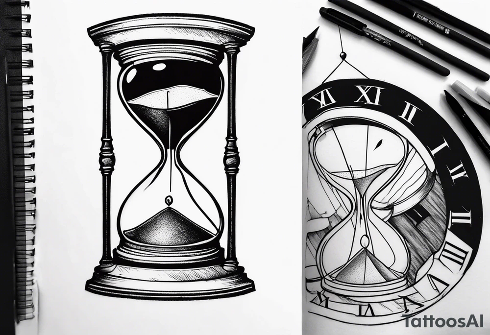 Broke time clock with a hourglass tattoo idea