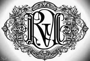 monogram tattoo using all the letters in STEVE and BREANNA in large block lettering tattoo idea