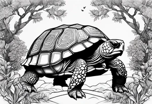 Tortoise with trees tattoo idea