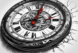 vintage cracked clock bleeding tattoo idea