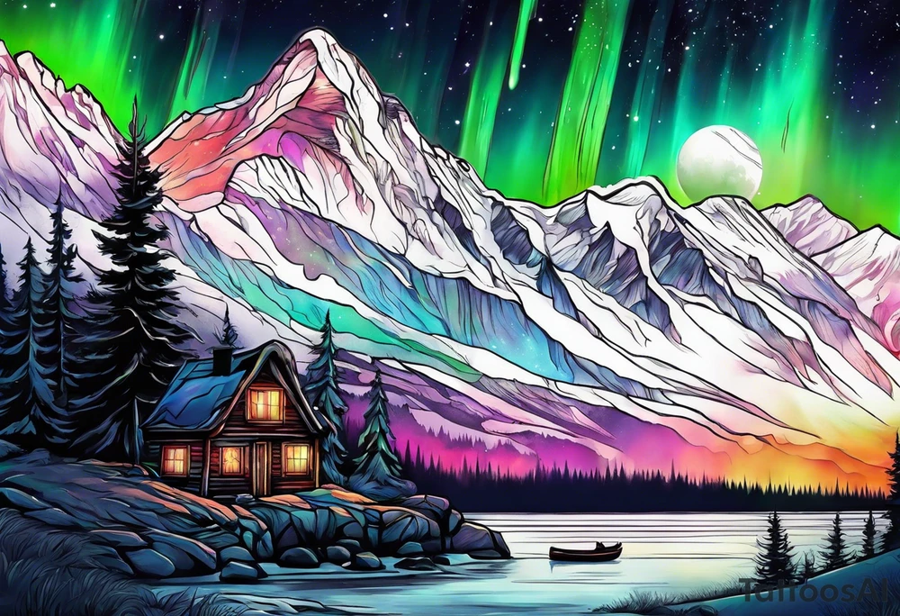 Northern lights with Pennywise tattoo idea