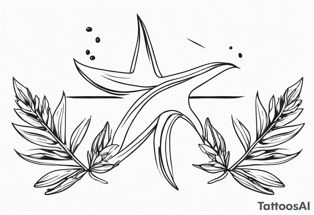 Two different star fish with olive branch behind tattoo idea Two different star fish with olive branch behind tattoo idea