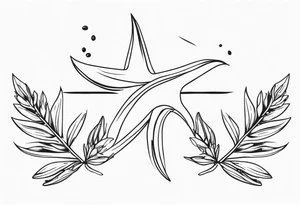 Two different star fish with olive branch behind tattoo idea
