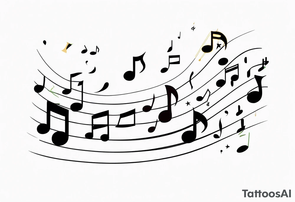 Musical notes connecting toddlers dancing tattoo idea