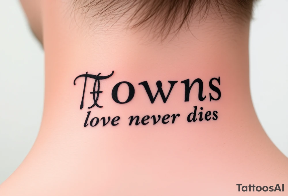 Thorns with the sentence love never dies tattoo idea
